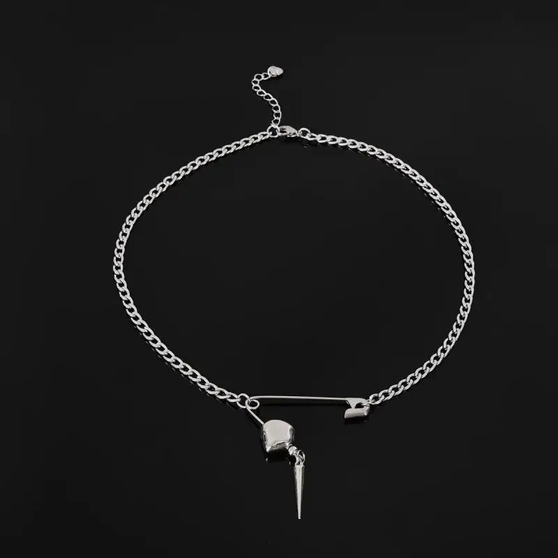 VILZSTUDIOS Cool Punk Safety Pin Rivet Pendant Necklace