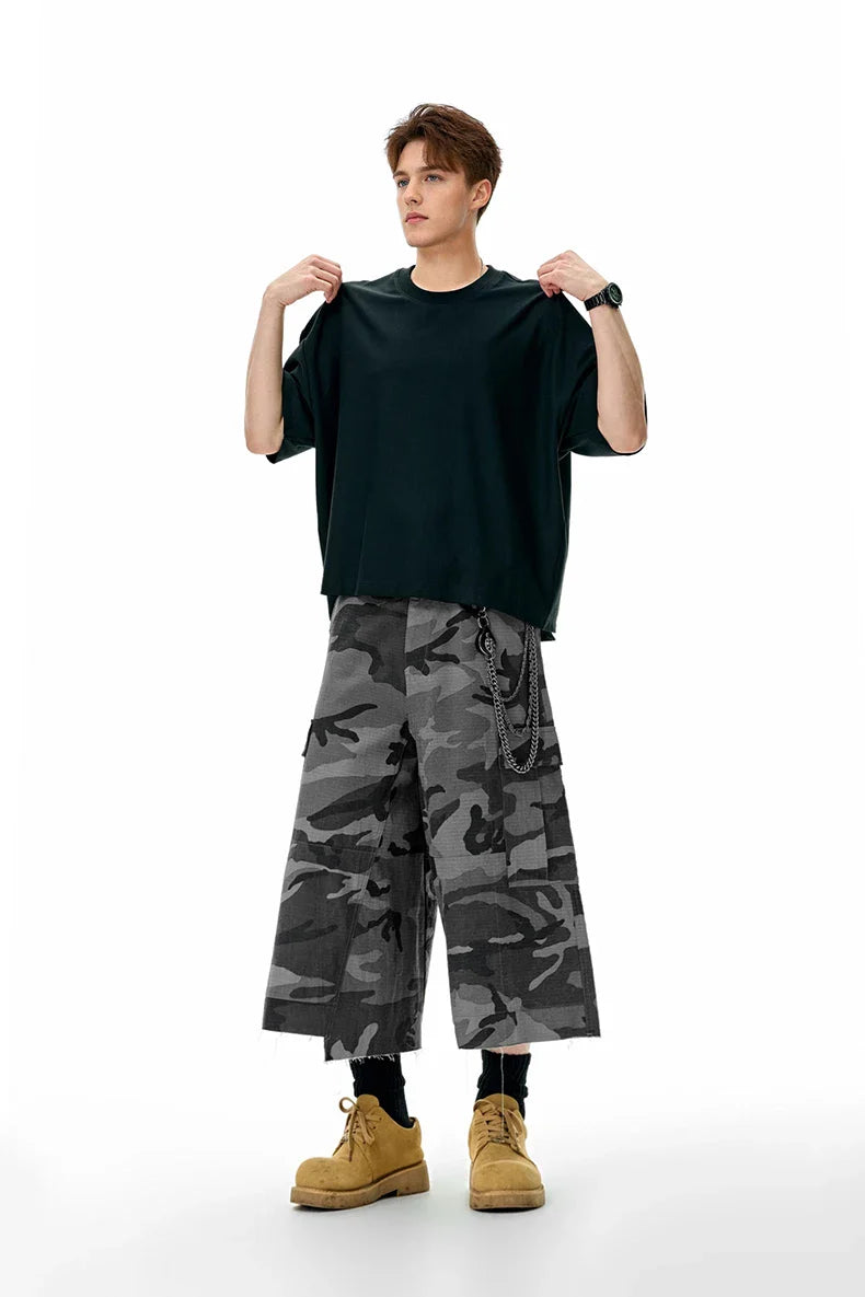 VILZSTUDIOS Trendy Plaid Camo Cargo Jorts