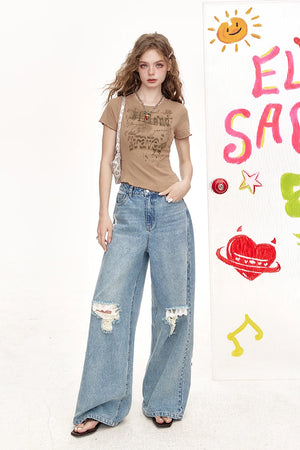 VILZSTUDIOS Retro Irregular Sliced Crop Top