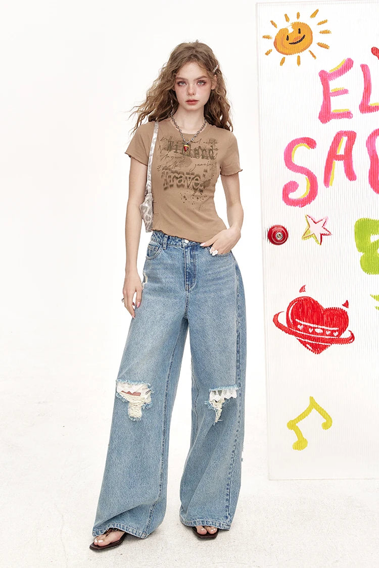 VILZSTUDIOS Retro Irregular Sliced Crop Top