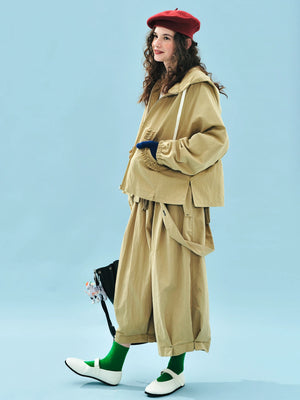 VILZSTUDIOS Beige Casual Loose Trendy Outwear Jacket