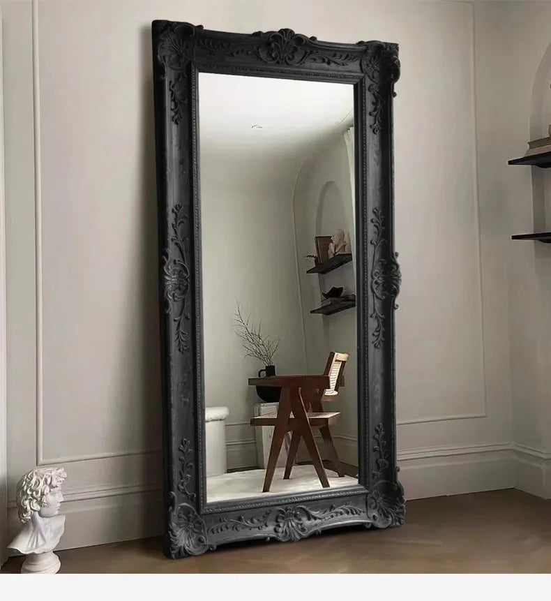 VILZSTUDIOS French Vintage Furniture Full-Length Wooden Frame Mirror Hotel Artistic Decorative Mirror Wedding Dress Store Dressing Mirror