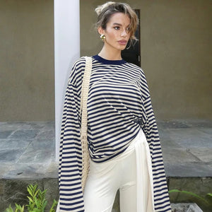 VILZSTUDIOS Loose Striped Long Sleeve Top