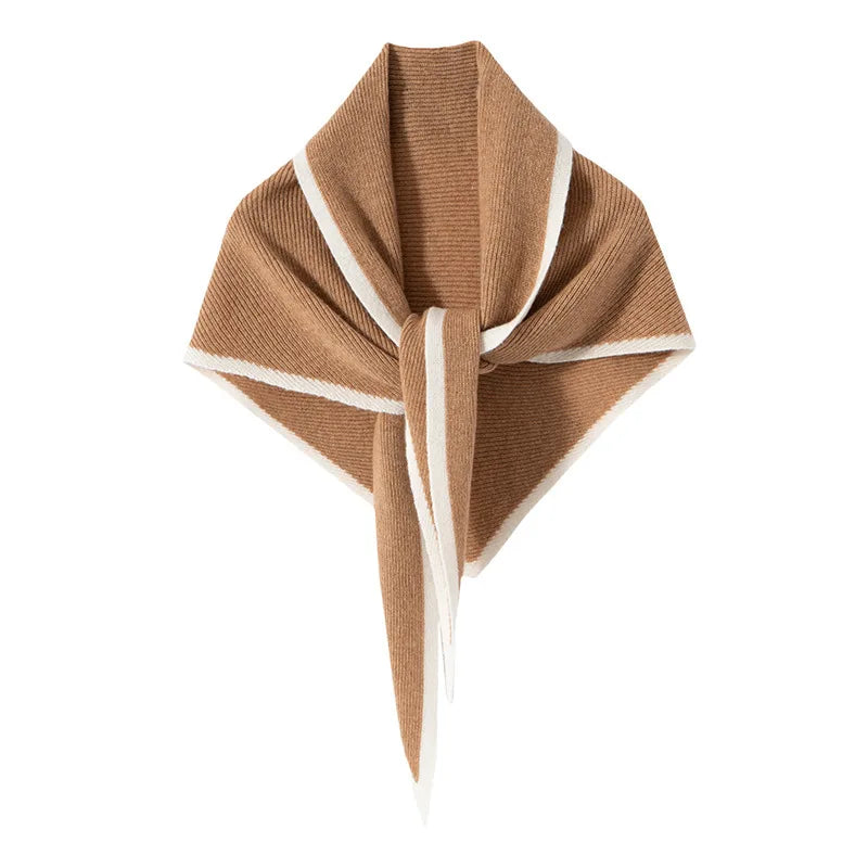 VILZSTUDIOS Imitation Cashmere Color Blocked Knitted Triangle Scarf Versatile Comfortable Soft Neck Protecting Thickened  Warm Shawl Scarf