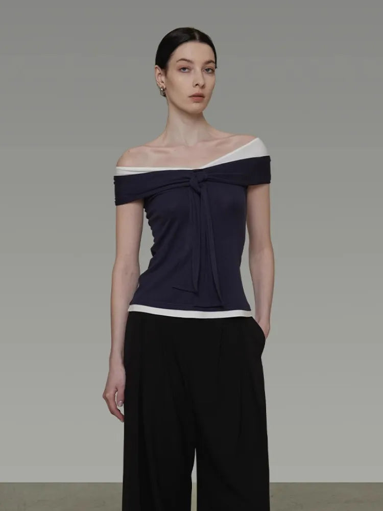 VILZSTUDIOS Navy Off-Shoulder Blouse