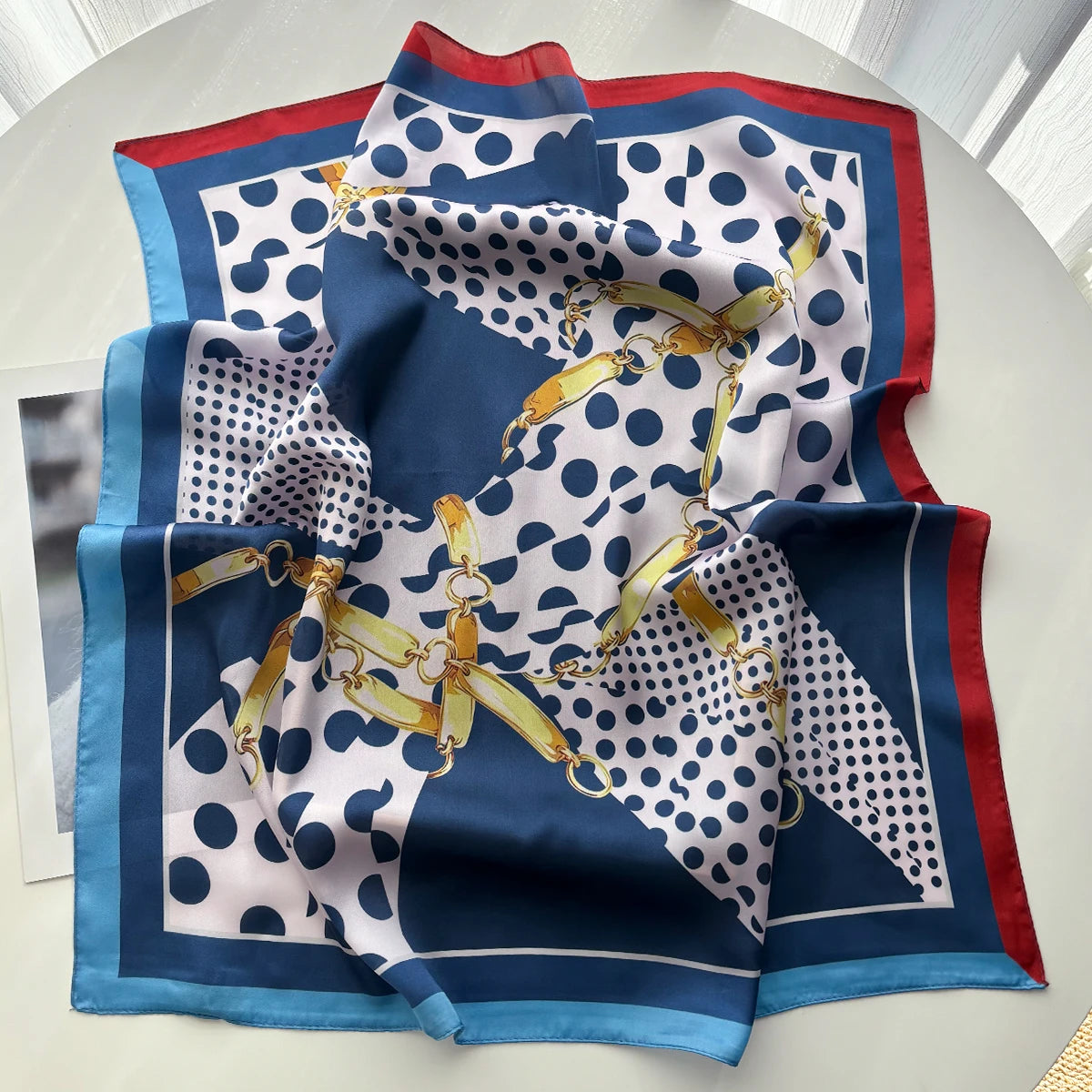 VILZSTUDIOS 2026 Design Print Square Silk Scarf Women Neckerchief Bandana Foulard Lady Shawl Scarves Wrap Head Hair Band Ties