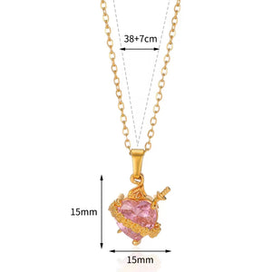 VILZSTUDIOS Pink Heart Zircon Necklace