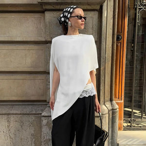 VILZSTUDIOS Elegant Loose Blouse with Shoulder Pads
