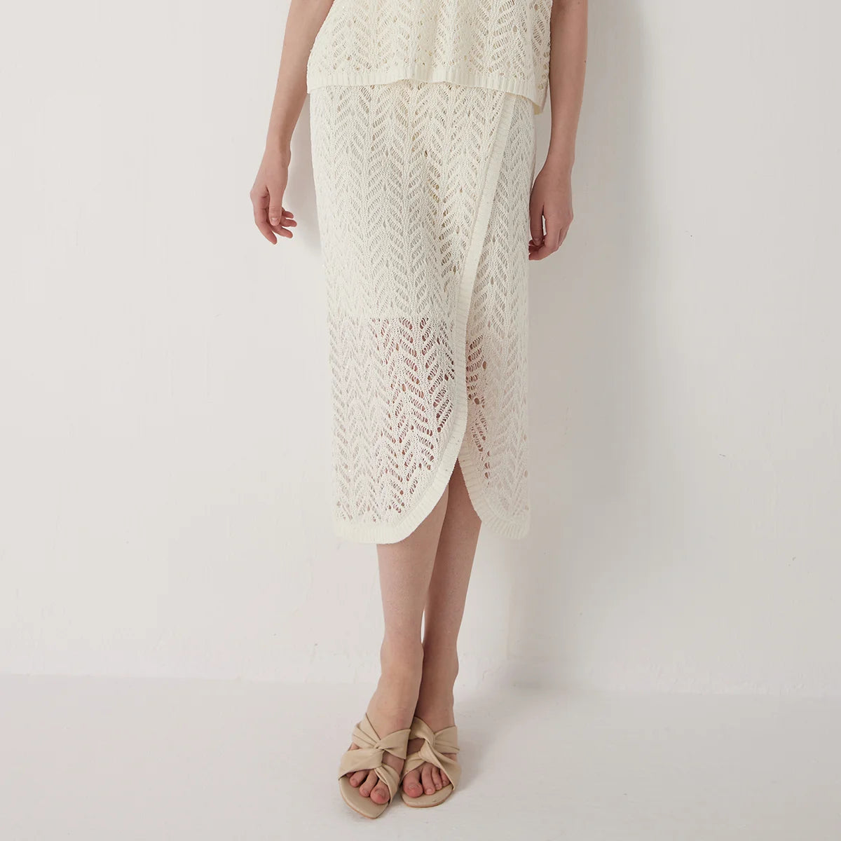 VILZSTUDIOS Luxury Linen Skirt with Hollow Out