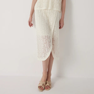 VILZSTUDIOS Luxury Linen Skirt with Hollow Out