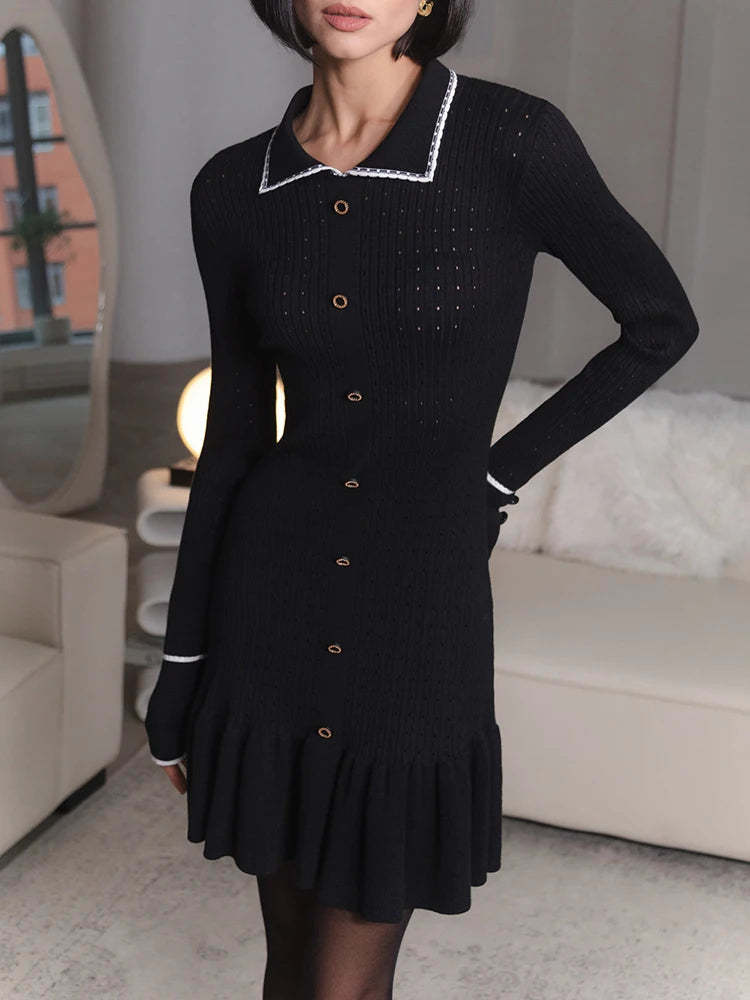 VILZSTUDIOS Elegant Knitted Button Down Dress