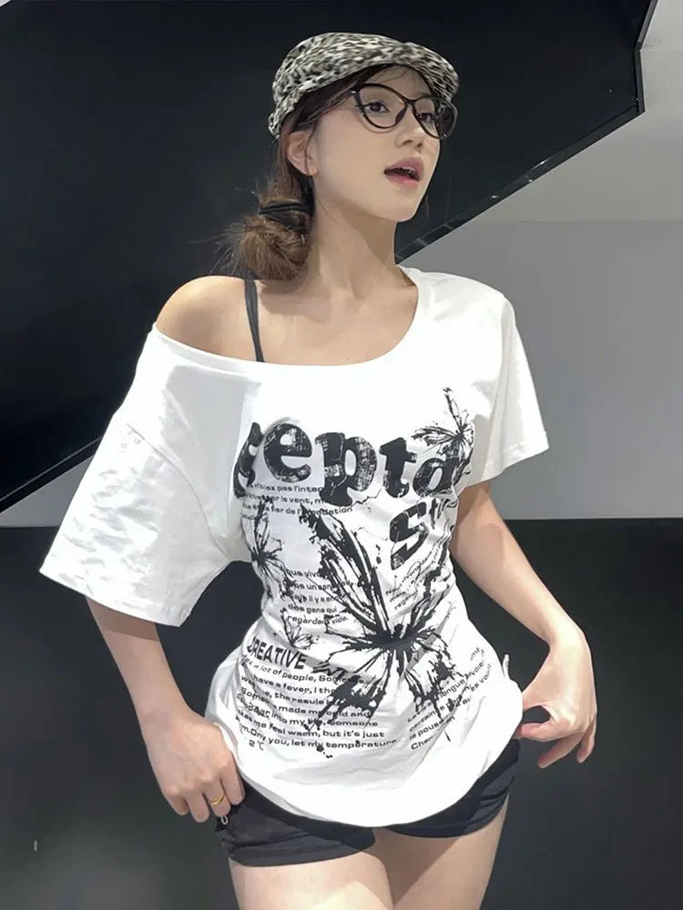 VILZSTUDIOS Vintage Butterfly Print Oversize Cotton T-Shirt