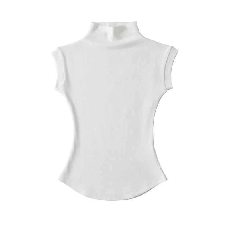 VILZSTUDIOS Slim Fit Sleeveless Turtleneck T-Shirt