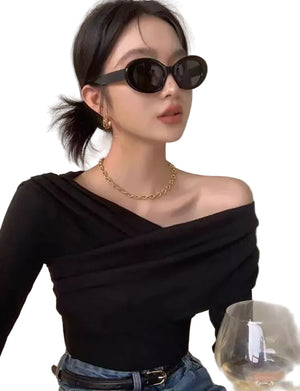 VILZSTUDIOS Chic One Shoulder Long Sleeve Top