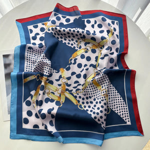 VILZSTUDIOS 2026 Design Print Square Silk Scarf Women Neckerchief Bandana Foulard Lady Shawl Scarves Wrap Head Hair Band Ties