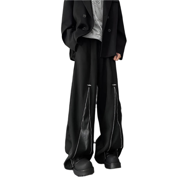 Trendy Zipper Patchwork Wide Leg Pants