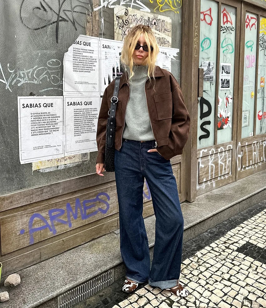 VILZSTUDIOS Chic Solid Suede Jacket