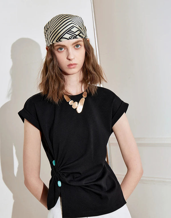 Lyocell Twisted Design Cotton T-Shirt
