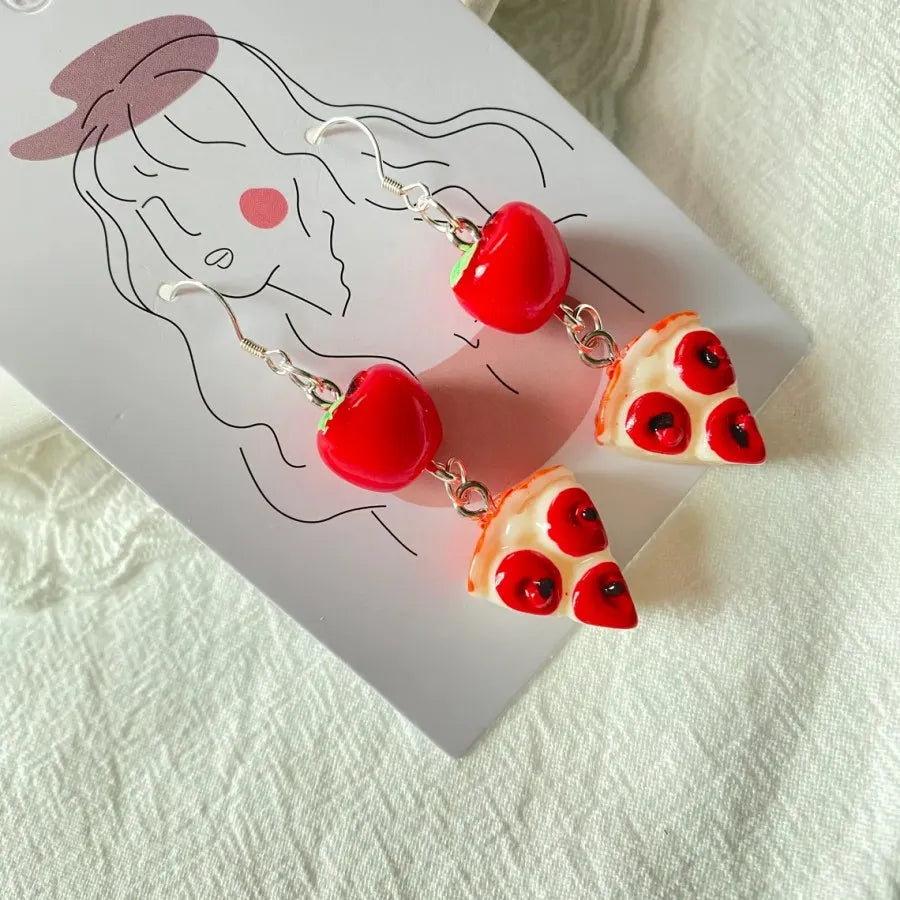 VILZSTUDIOS Red Apple Pizza Dangle Earring