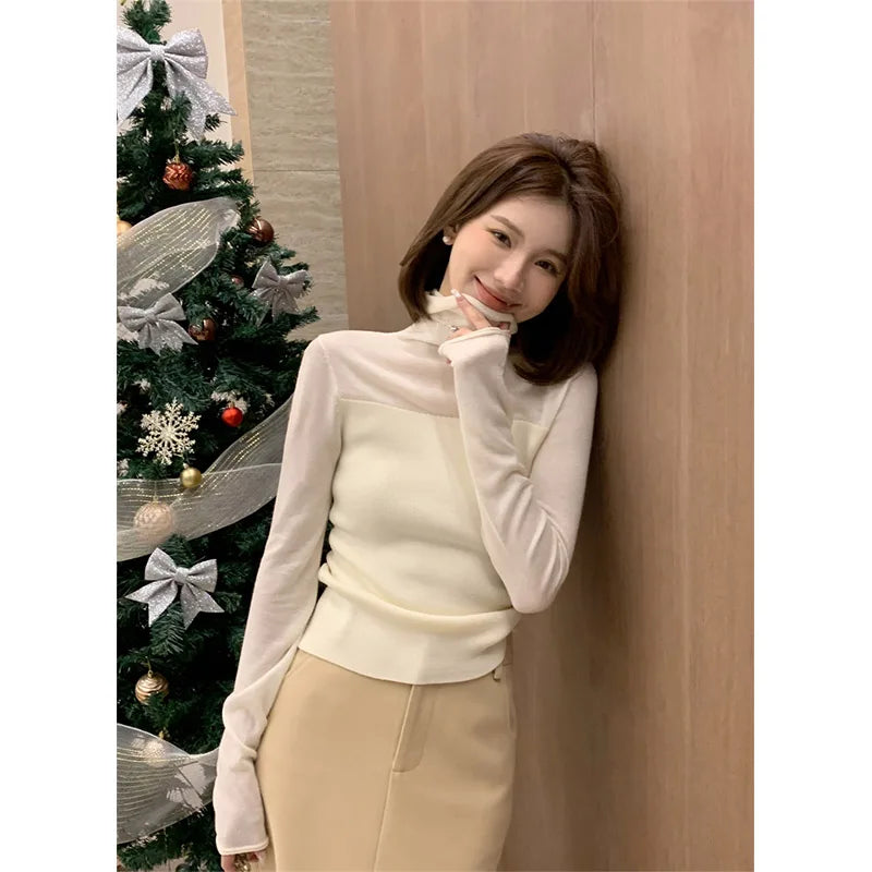 VILZSTUDIOS Soft Elegant Slim Knitwear Turtleneck Sweater