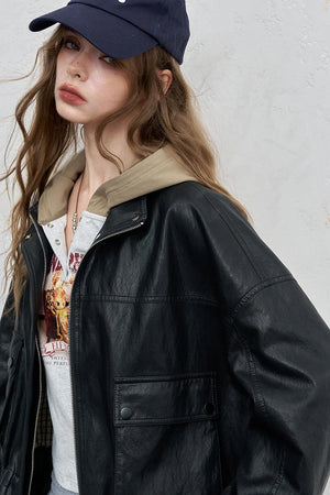 VILZSTUDIOS Streetwear Short Leather Jacket