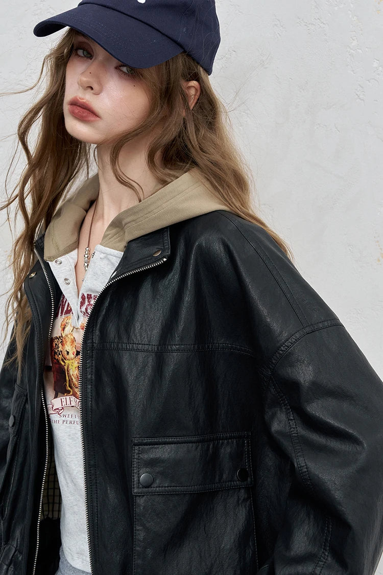 VILZSTUDIOS Streetwear Short Leather Jacket