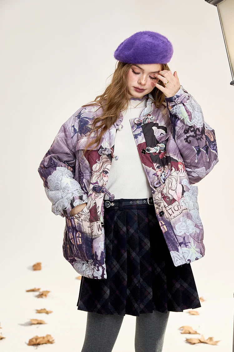 VILZSTUDIOS Trendy Original Printed Puffer Jacket