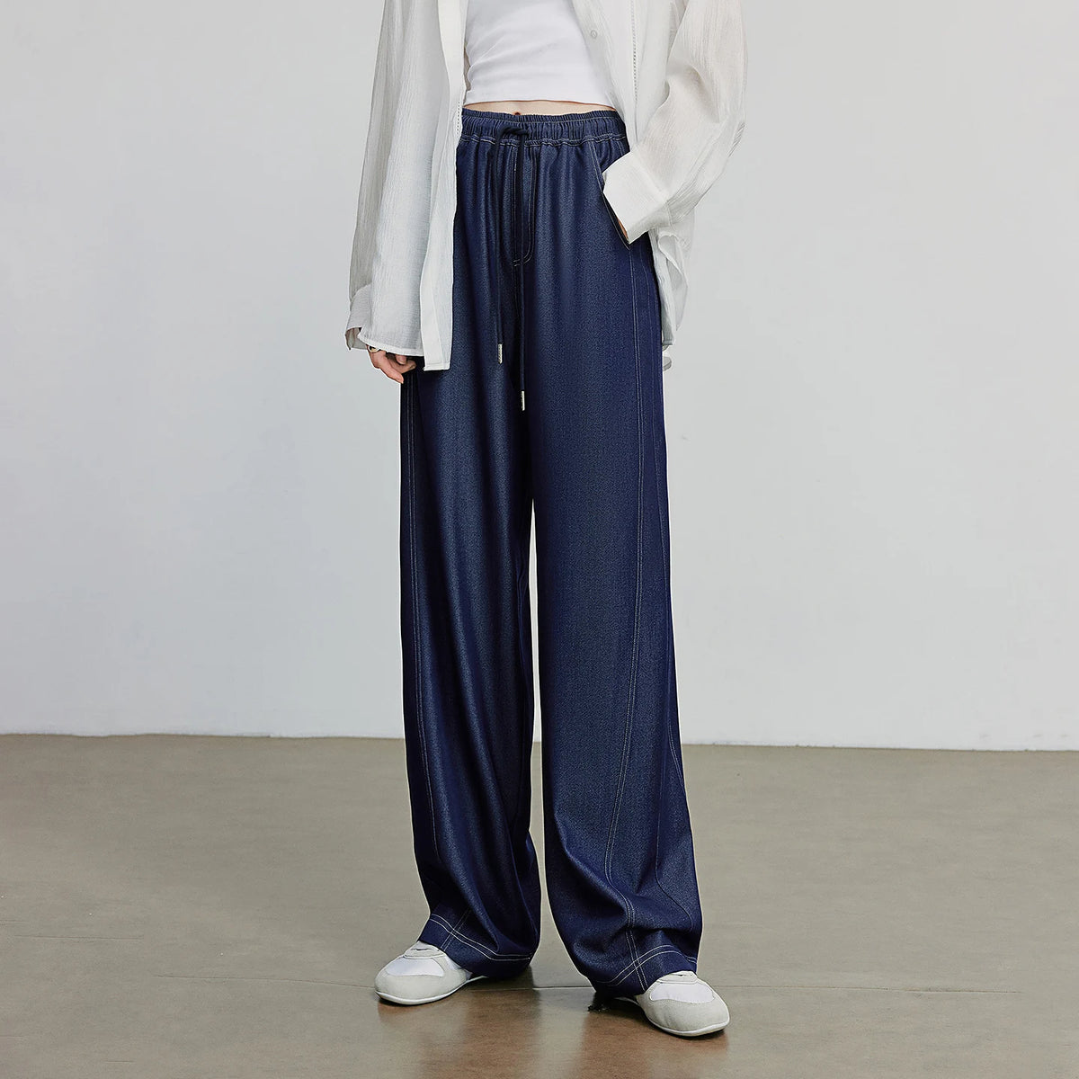 VILZSTUDIOS Stylish Elastic Waistband Wide Leg Pants
