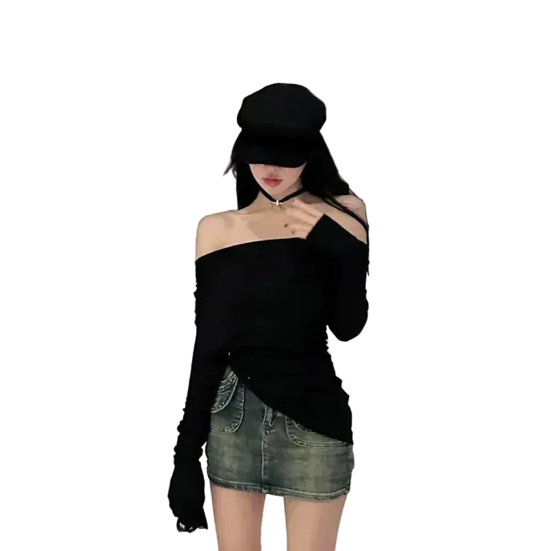 VILZSTUDIOS Chic Asymmetric Pleated Slim Fit Top