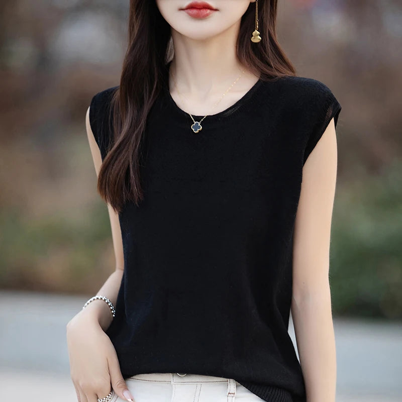 VILZSTUDIOS Casual Sleeveless Cotton Blouse