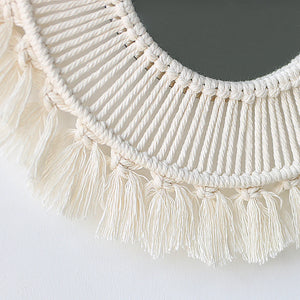 VILZSTUDIOS Boho Macrame Wall Mirror Home Decor Decorative Mirrors Aesthetic Room Decor Wall Mirrors for Living Room Bathroom Decoration