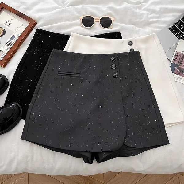 Sequin High Waisted Suit Shorts Pants