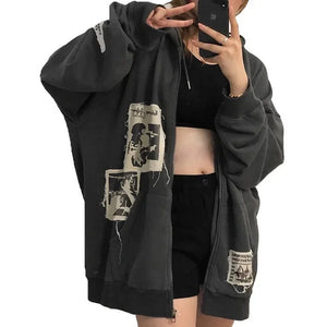 VILZSTUDIOS Aesthetic Oversized Zip-Up Hoodie