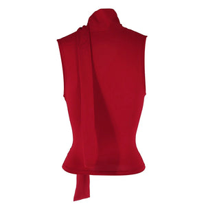 VILZSTUDIOS Elegant V-Neck Bandage Cropped Sleeveless Top