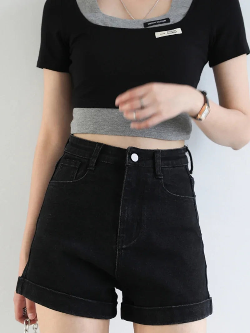 VILZSTUDIOS Vintage High Waist Denim Shorts