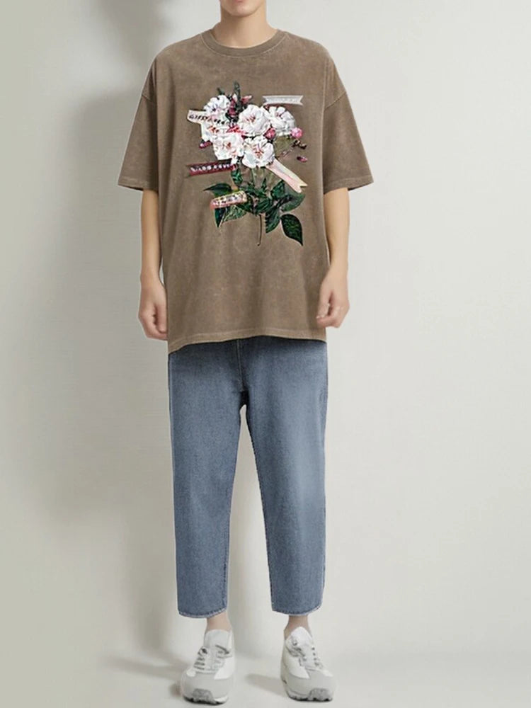 VILZSTUDIOS Vintage Floral Graphic Print T-Shirt