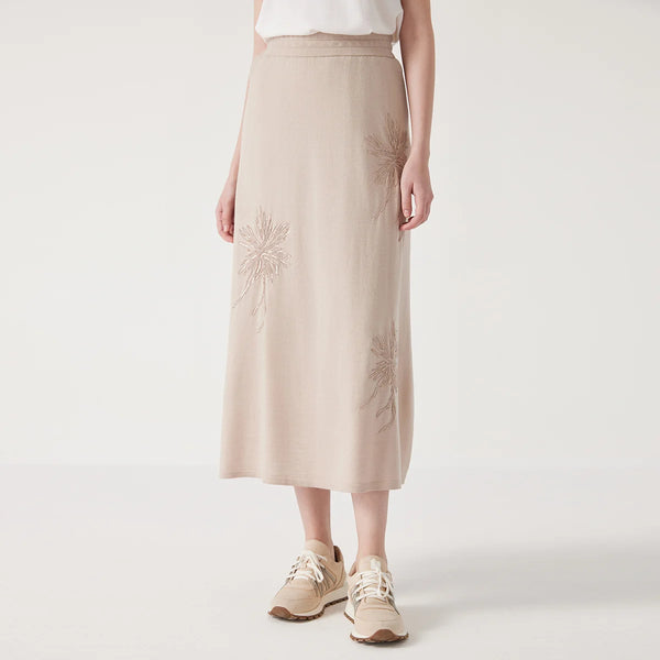 Luxurious Embroidered Merino Silk Skirt Womens