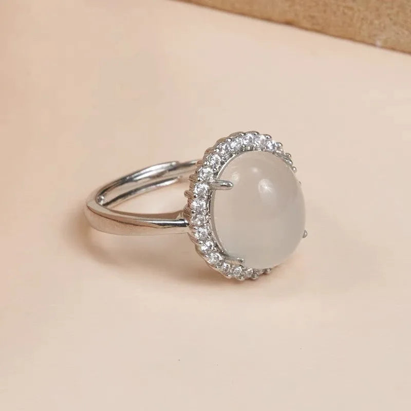 VILZSTUDIOS White Opal Geometric Sterling Silver Ring