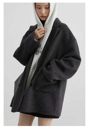 VILZSTUDIOS Chic Woolen Double Breasted Coat
