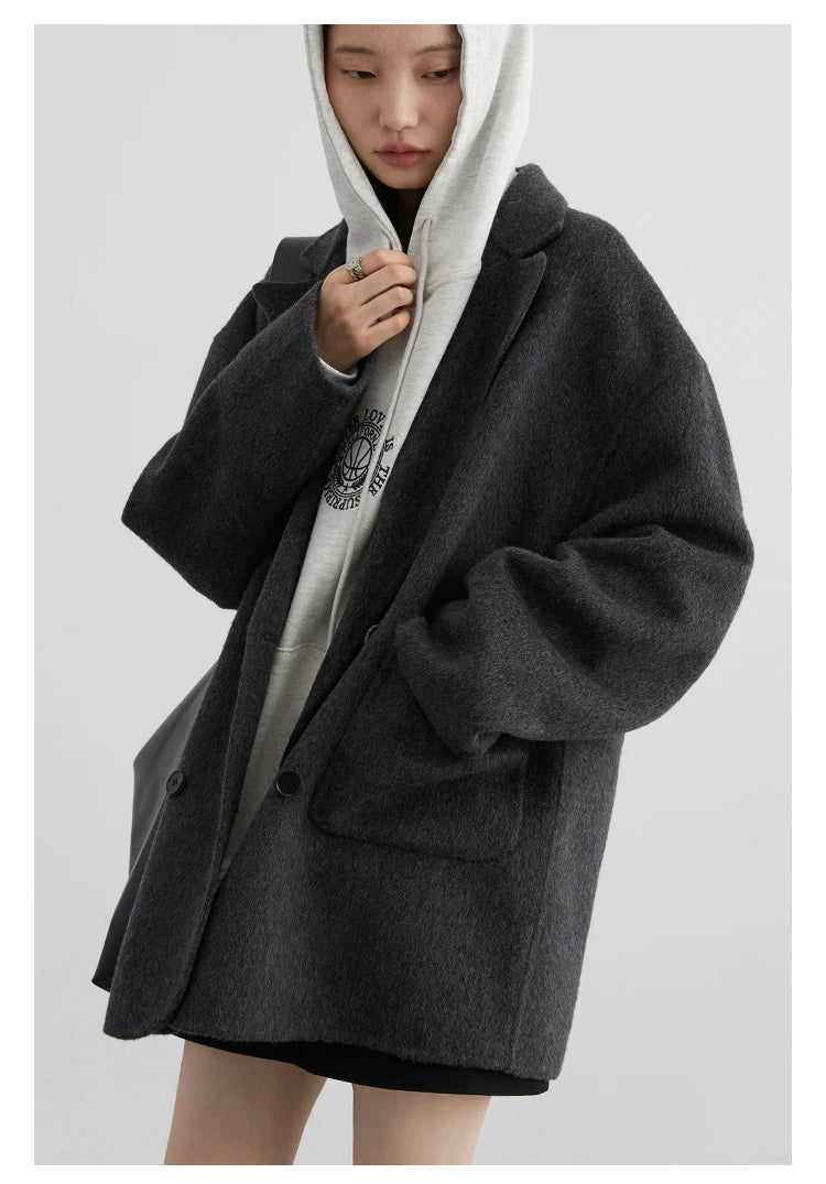 VILZSTUDIOS Chic Woolen Double Breasted Coat