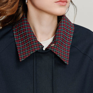 VILZSTUDIOS Patchwork Plaid Retro Navy Jacket