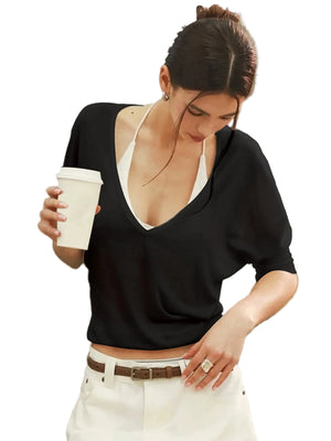 VILZSTUDIOS Sexy V-Neck Slim-Fit Long Sleeve Top