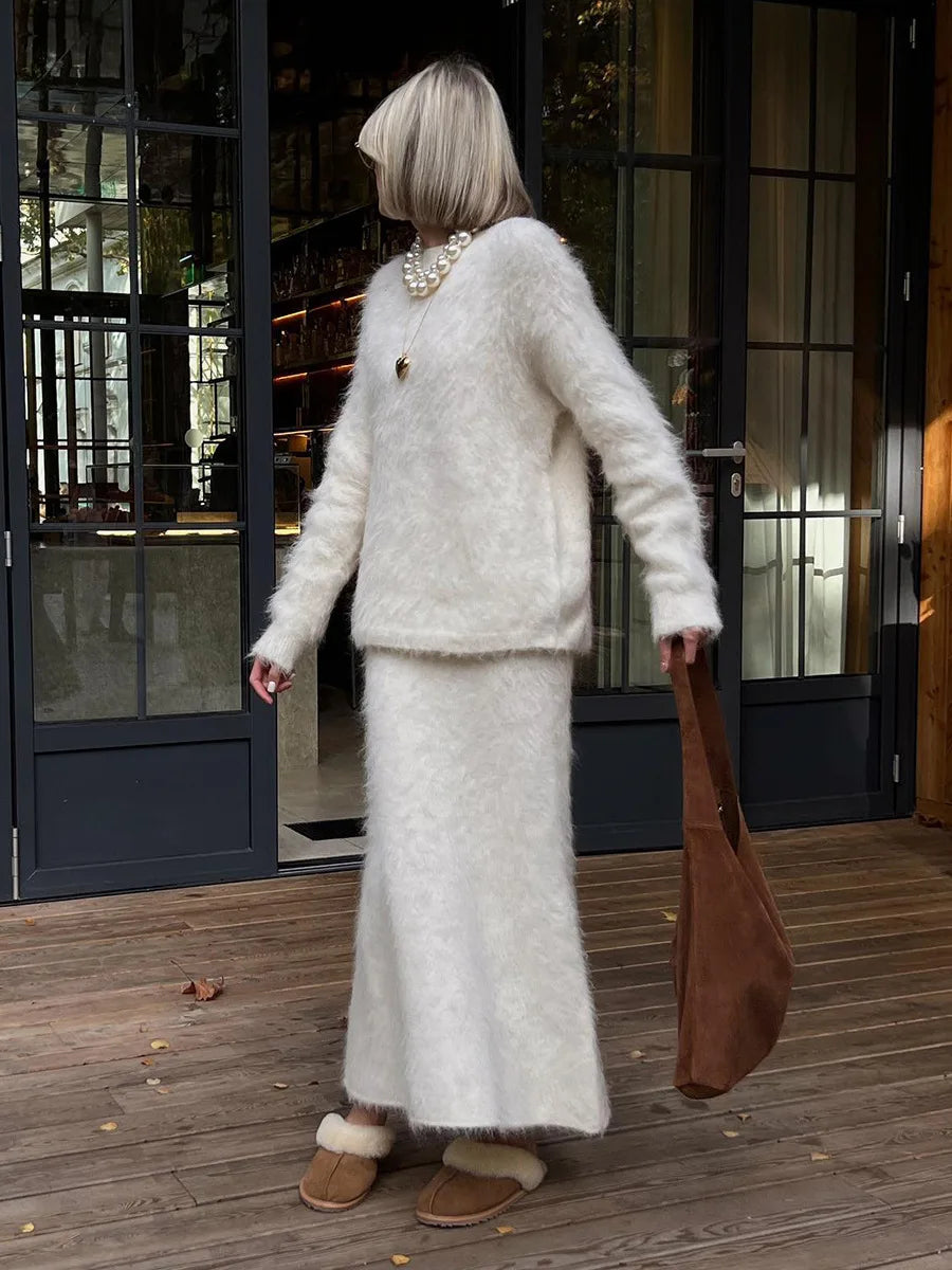 VILZSTUDIOS Cozy Wool Knitted Top & Skirt Set