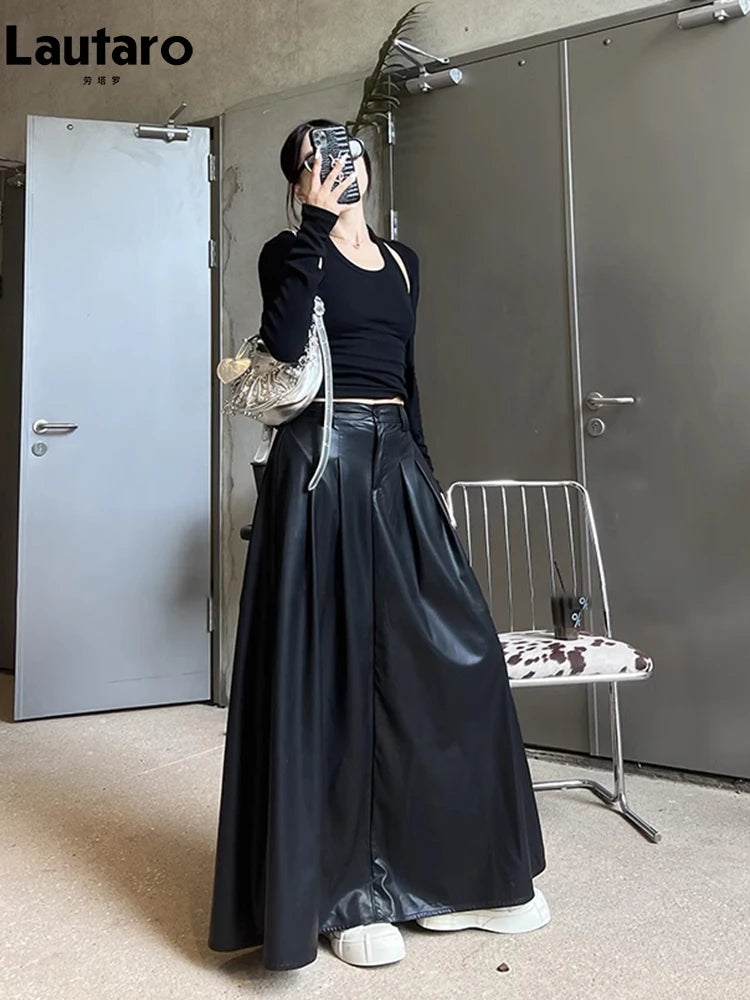 VILZSTUDIOS Luxury Black Pleated Maxi Skirt