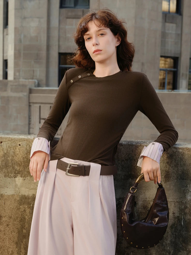 VILZSTUDIOS Stylish Flare Sleeve Buttoned Shoulder Top
