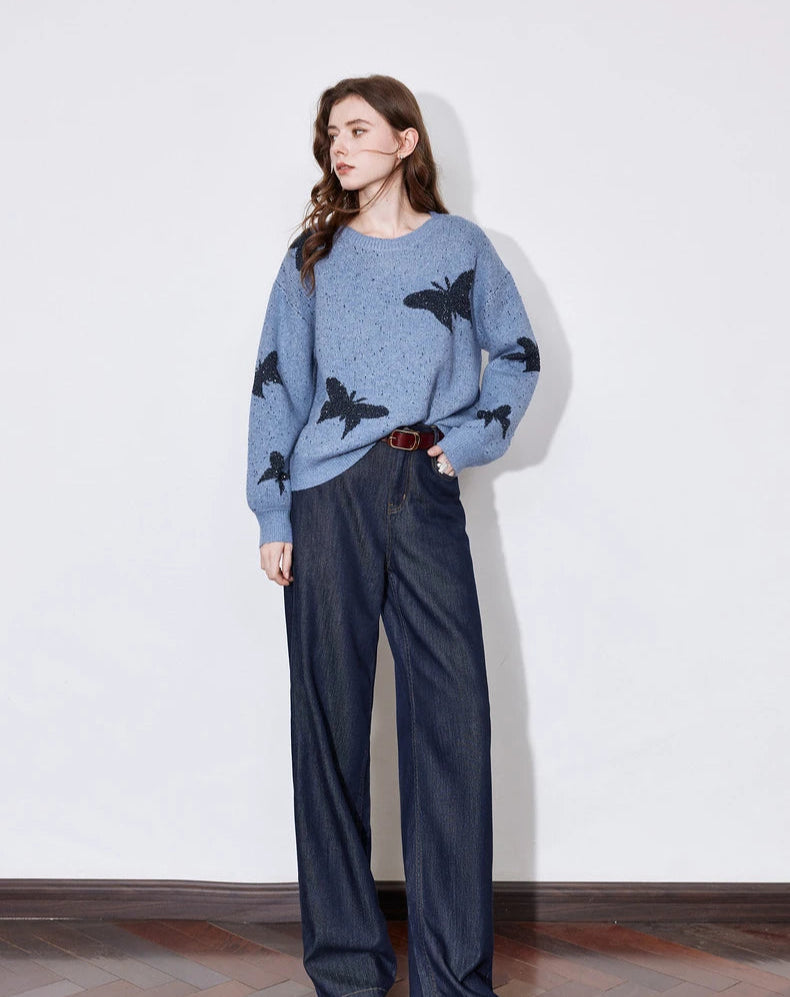 VILZSTUDIOS Butterfly Bead Jacquard Sweater