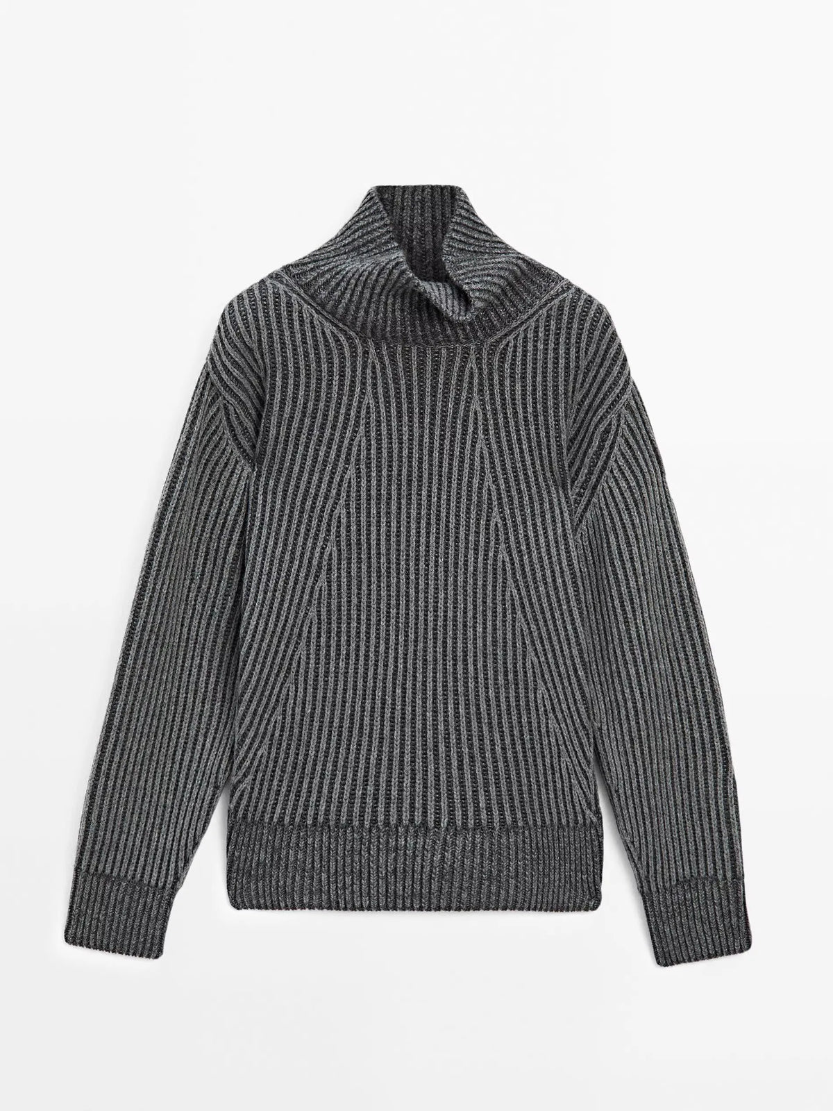 VILZSTUDIOS Thunder Gray Turtleneck Knit Sweater