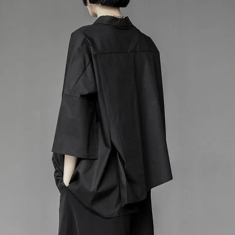VILZSTUDIOS Chic Gothic Chiffon Black Shirt