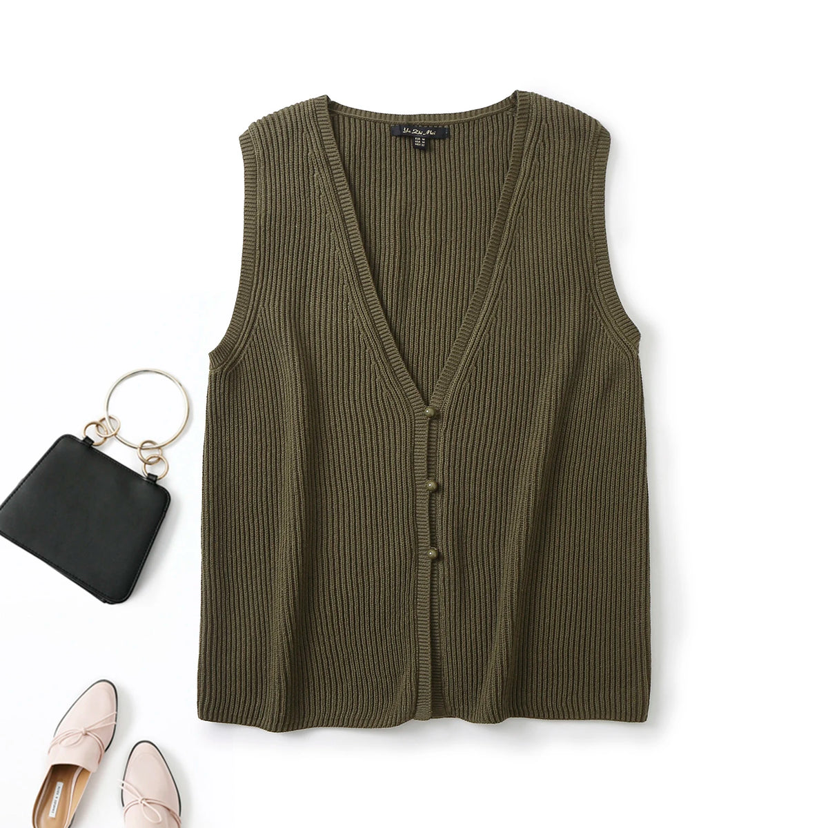 VILZSTUDIOS Cotton Knitted V-Neck Vest