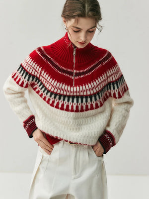 VILZSTUDIOS Luxury Cashmere Zipper Turtleneck Sweatshirt
